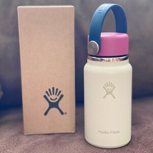 New Hydro Flask Micro Mini Water Bottle 6.7 Oz Oat Reef Pink Cap Blue Strap